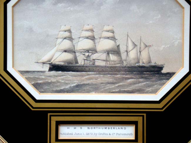 A group of four beautifully framed 19th century color lithographs of Royal Navy ships — image 5